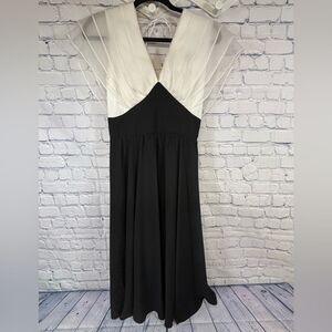 Vintage Ursula of Switzerland Classic Black and White Chiffon Flounce Dress 4P